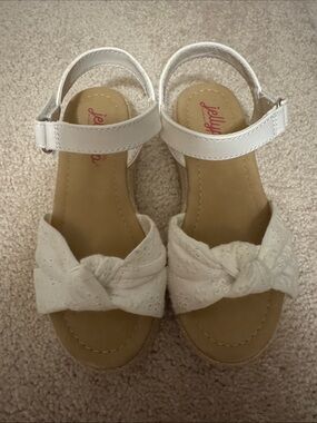 Jellypop White Eyelet Knot Ankle-Strap Sandals